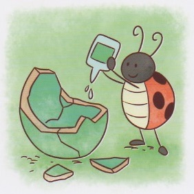 coccinella incolla il vaso