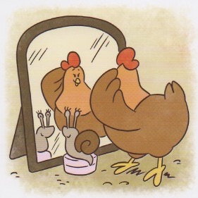 gallina e lumaca si specchiano