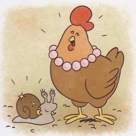 gallina e  lumaca ridono